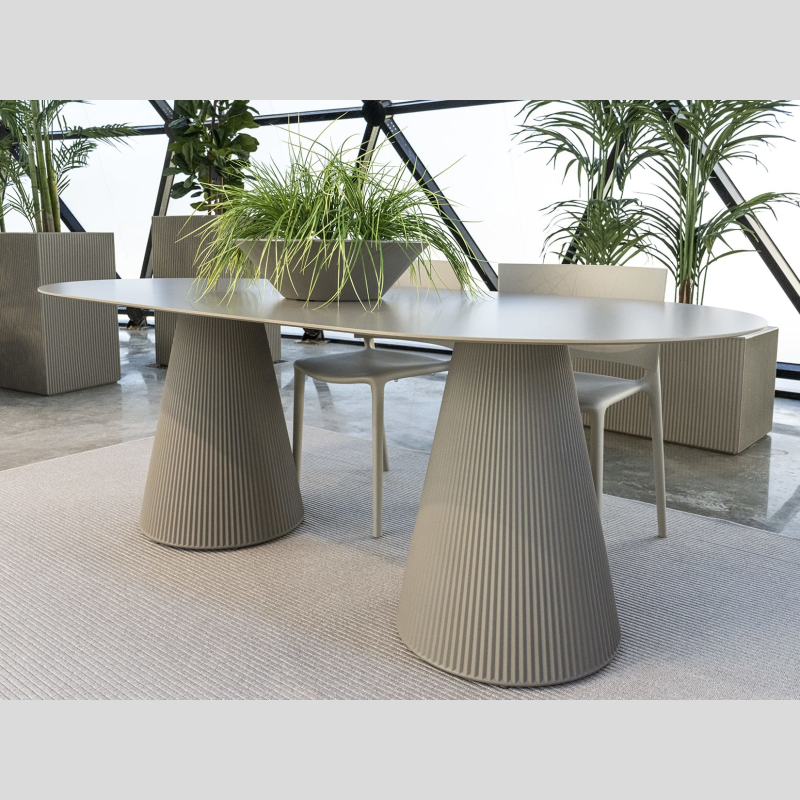 Table de jardin ronde plastique anthracite Assoa