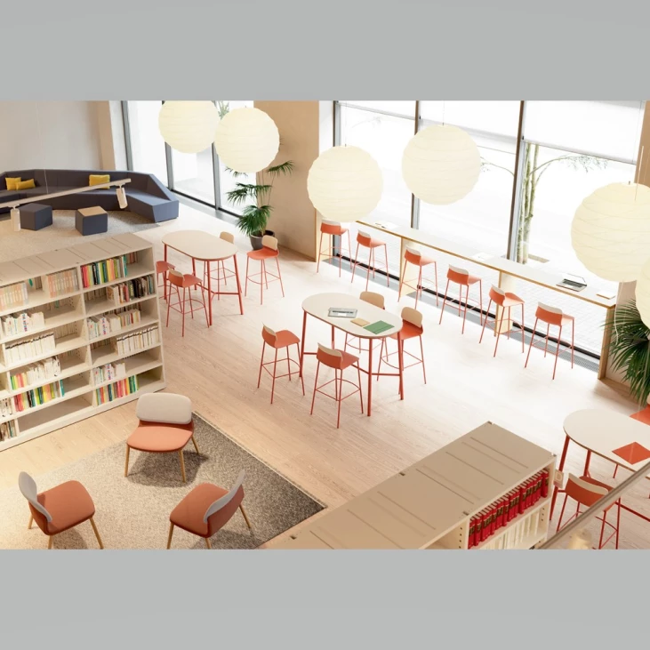 Tables ovales pour cafétéria, restauration, d'accueil en open space, coworking
