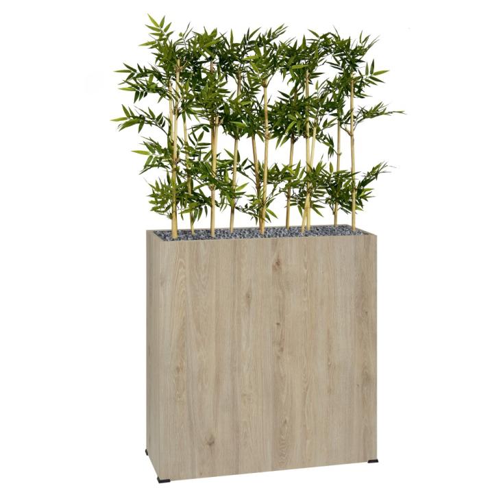 Plante artificielle sur jardinière en bois H 167 cm Bambous de Genexco