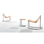 Assises basculant rocking chair Apelle DN, design en cuir et acier Midj