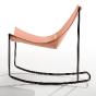 Assise basculant rocking chair Apelle DN, design en cuir et acier Midj