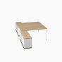 Bureau multiposte avec meuble rangement intégré, pied métal, OGI, MDD
