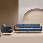 Canapé tapissé design pour 3 personnes, avec accoudoirs, pied bois PAUSA de Pattio