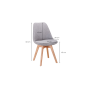 Dimensions de la chaise scandinave piètement à 4 pieds en hêtre, assise et dossier tapisses