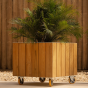 Pot indoor-outdoor carré en aluminium et bois VINEYARD à roulettes
