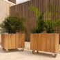Pots indoor-outdoor rectangulaire en aluminium et bois VINEYARD avec roulettes